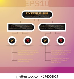 Organization chart template on bright yellow background. Vector illustration EPS10