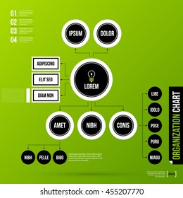 Organization chart template on fresh green background. Vector EPS-10 template.