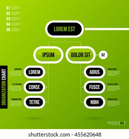 Organization chart template on fresh green background. Vector EPS-10 template.