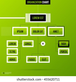 Organization chart template on fresh green background. Vector EPS-10 template.