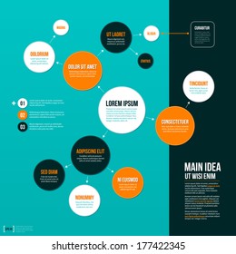 Organization chart template on turquoise background. EPS10.