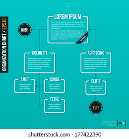 Organization chart template on turquoise background. EPS10.