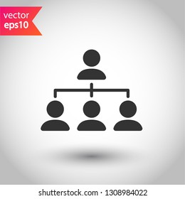 Organization chart vector icon. Company structure icon. Flow chart vector sign. Hierarchy symbol. EPS 10