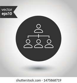 Organization chart vector icon. Company structure icon. Flow chart vector sign. Hierarchy symbol. EPS 10. Round icon design