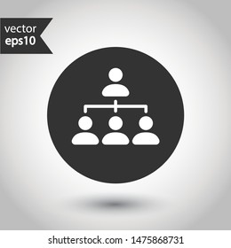 Organization chart vector icon. Company structure icon. Flow chart vector sign. Hierarchy symbol. EPS 10. Round icon design