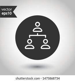 Organization chart vector icon. Company structure icon. Flow chart vector sign. Hierarchy symbol. EPS 10. Round icon design