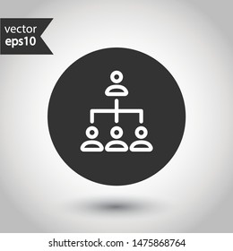 Organization chart vector icon. Company structure icon. Flow chart vector sign. Hierarchy symbol. EPS 10. Round icon design
