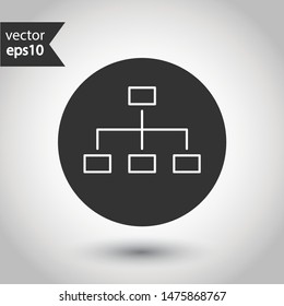 Organization chart vector icon. Company structure icon. Flow chart vector sign. Hierarchy symbol. EPS 10. Round icon design