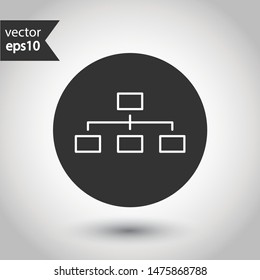 Organization chart vector icon. Company structure icon. Flow chart vector sign. Hierarchy symbol. EPS 10. Round icon design