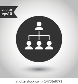 Organization chart vector icon. Company structure icon. Flow chart vector sign. Hierarchy symbol. EPS 10. Round icon design