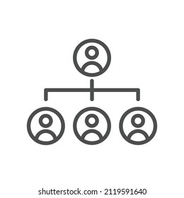 silueta vectorial de organigrama. icono vectorial de organización de árbol de oficina. ilustración vectorial en fondo blanco