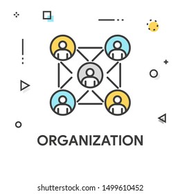 ORGANIZATION COLORED LINE ICON CONCEPT