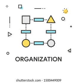 ORGANIZATION COLORED LINE ICON CONCEPT
