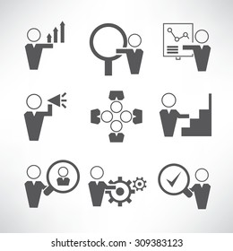 organization and company management icons set, human resource and business icons, vector set