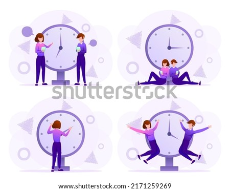Organization and control concept for effiecient succesful and profitable business. Time management tasks planning training business activities schedule checkpoints vector illustration 