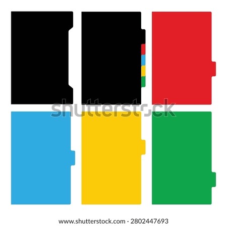 Organization and data management concept, colorful file folders and binders for office and business administration.