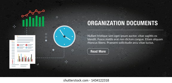 Organization document concept banner internet with icons in vector. Web banner template for website, banner internet for mobile design and social media apps. Business communication layout with icons