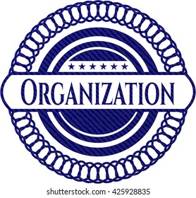 Emblema de la organización con fondo de alta calidad de denim