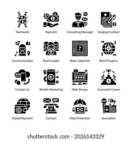 Organization Glyph Icons - Solid, Vectors
