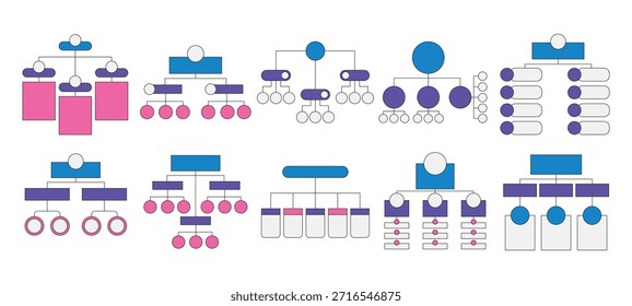 Illustrationssatz für Organigramm-Linien
