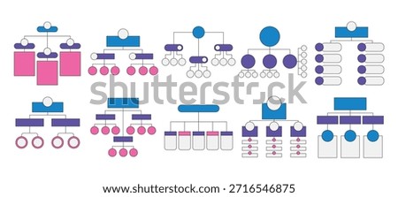 Organization Graph Line Illustration Set