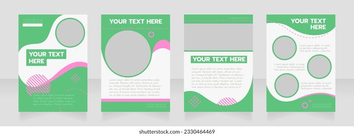 Organization green wavy blank brochure layout design. Service info. Vertical poster template set with empty copy space for text. Premade corporate reports collection. Editable flyer paper pages