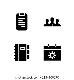organization icon. 4 organization set with calendar, files and folders and team vector icons for web and mobile app