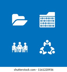 organization icon. 4 organization set with files and folders, document, meeting and business meeting vector icons for web and mobile app