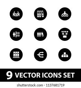 Organization icon. collection of 9 organization filled icons such as structure, meeting, binder. editable organization icons for web and mobile.