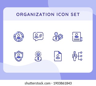 iconos de organización conjunto colecciones conjunto paquete de colecciones de la burbuja referencia charla creativa color blanco aislado con estilo de esquema
