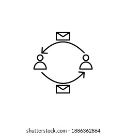 Organization icon of people messaging each other. Organization and teamwork icon. Vector