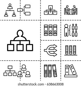 Organization icon. set of 13 outline organizationicons such as structure, binder