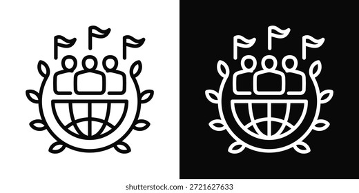 Estilo de fondo blanco y negro del icono de la Organización