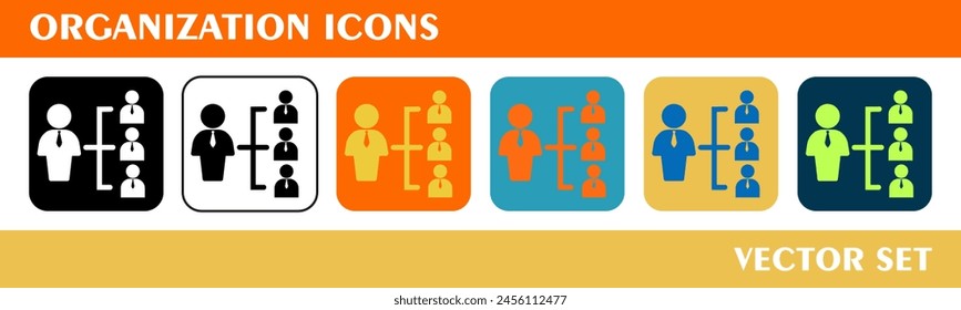 Organization icons design. For sign, symbol, web design or web graphics. Vector flat illustration.