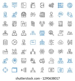 organization icons set. Collection of organization with pyramid chart, folder, user, hierarchical structure, skills, structure, teamwork. Editable and scalable organization icons.