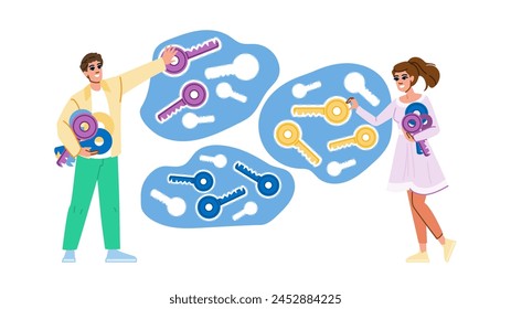 organization keyword clustering vector. classification segmentation, arrangement division, arrangement arrangement organization keyword clustering character. people flat cartoon illustration