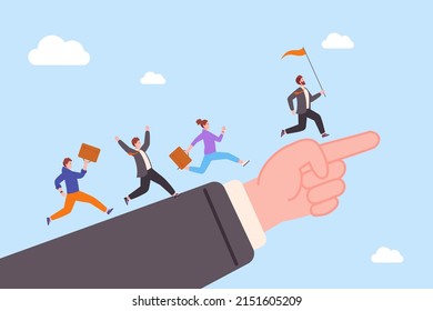 Organization lead team. Leadership organizations teamwork direction, empower leader helping business company ceo communication office staff management vector illustration. Business organization team