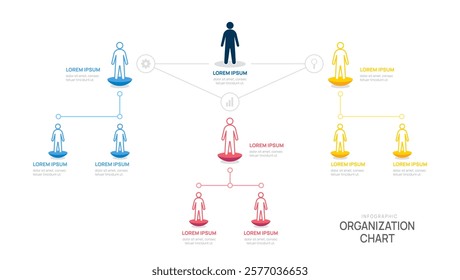 organization line chart Infographic template for with business avatar icons. vector illustration.