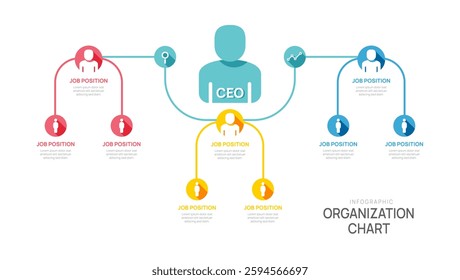 organization line chart Infographic template for business and avatar icons.