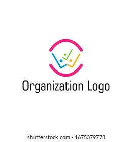 organization logo pink circle and people raising hand icon for your organization, community and business logo design needs