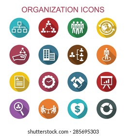 Organization Long Shadow Icons, Flat Vector Symbols