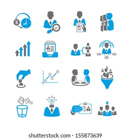 organization management, business management icons set