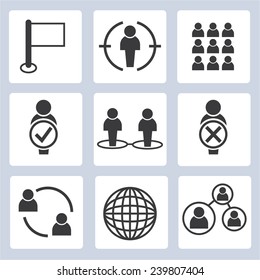 organization management, business management icons set