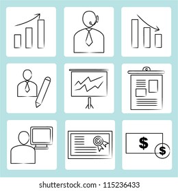 organization management, drawing icon set