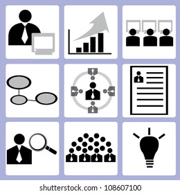 organization management, human resource icon set, vector