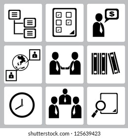 organization management and human resource set, icon set