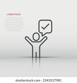 Organization management icon in flat style. People with check mark vector illustration on white isolated background. Businessman business concept.