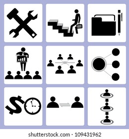 organization management icon set, vector