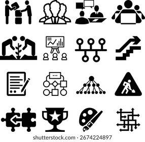 Organization management set of web icons in line style. Human resource linear icon collection. Containing business people, teamwork, structure, hierarchy, leadership and more.