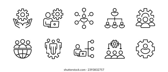 Organisationsstrukturdiagramm mit Gangsymbol-Symbol für Vektorsymbol in der Hierarchie des Unternehmens Mitarbeiter-Symbol-Kollektion für Web und App